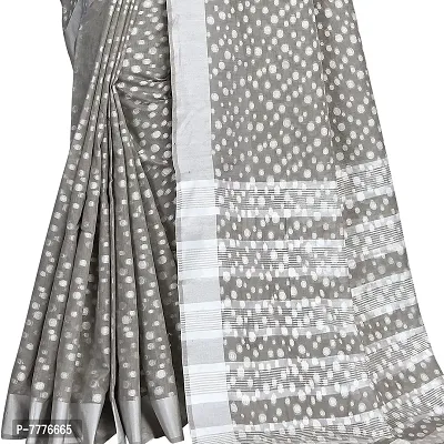 VASTRA-Factory Store BANARASI LINEN grey SAREE COMES WITH LINEN SILVER BUTTA DESIGN-thumb3