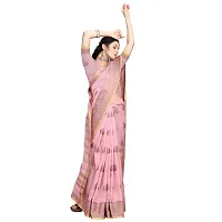 Vastra Factory Store Light Whigte Woman's Designer Silk New Linen Printed Saree (Light Pink)-thumb3