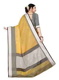 VASTRA Women's Banarasi Silk Saree With Un-stitched Blouse (Yellow)-thumb2