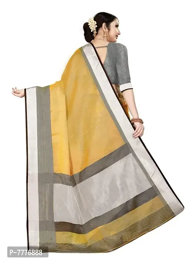 VASTRA Women's Banarasi Silk Saree With Un-stitched Blouse (Yellow)-thumb3