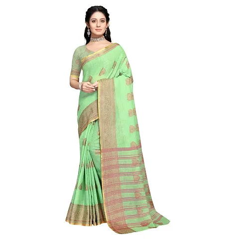 this is new VASTRA-Factory Store BANARASI LINEN SAREE COMES WITH LINEN BUTTA DESIGN