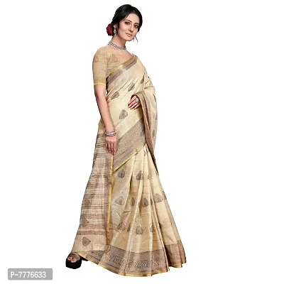 this is new VASTRA-Factory Store BANARASI LINEN gold SAREE COMES WITH LINEN SILVER BUTTA DESIGN-thumb2