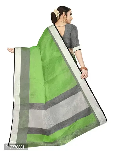 VASTRA Women's Banarasi Silk Saree With Un-stitched Blouse (Green)-thumb3