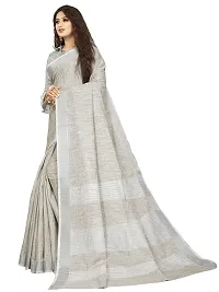 Vastra silver color silk blend saree with full original zari butta saree with blouse piece-thumb1