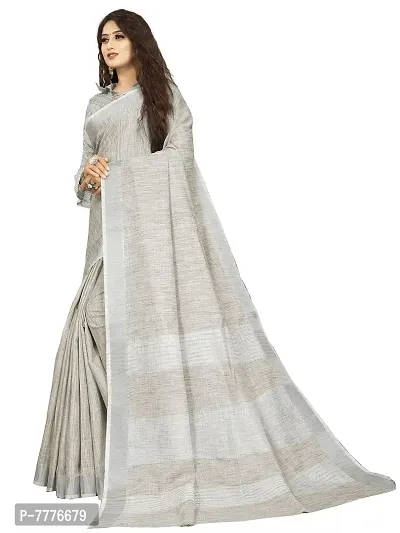 Vastra silver color silk blend saree with full original zari butta saree with blouse piece-thumb2