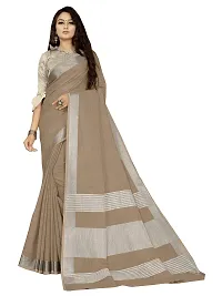 Vastra Brown color silk blend saree with full original zari butta saree with blouse piece-thumb1