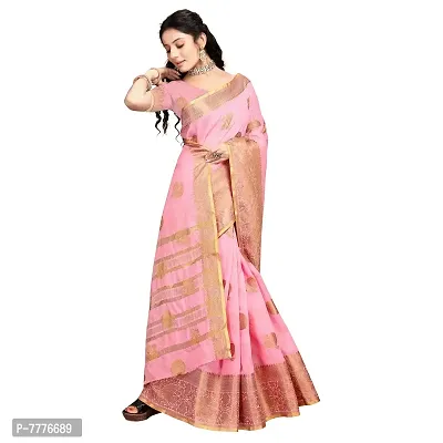 this is VASTRA-Factory Store new BANARASI LINENpink SAREE COMES WITH LINEN SILVER BUTTA DESIGN-thumb2