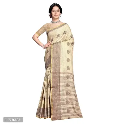 this is new VASTRA-Factory Store BANARASI LINEN gold SAREE COMES WITH LINEN SILVER BUTTA DESIGN-thumb0