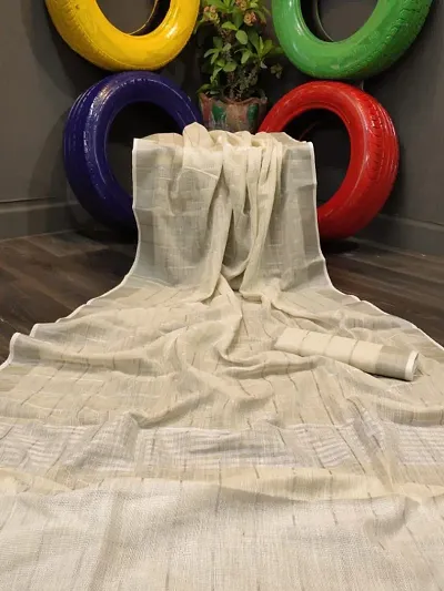  Linen Blend Saree with Blouse piece 