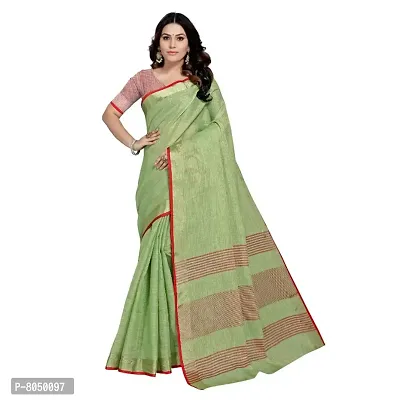 Classic Linen Solid Saree with Blouse piece-thumb0