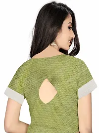 VASTRA-Factory Store presents this trendy plain linen saree with stripe design pallu-thumb3