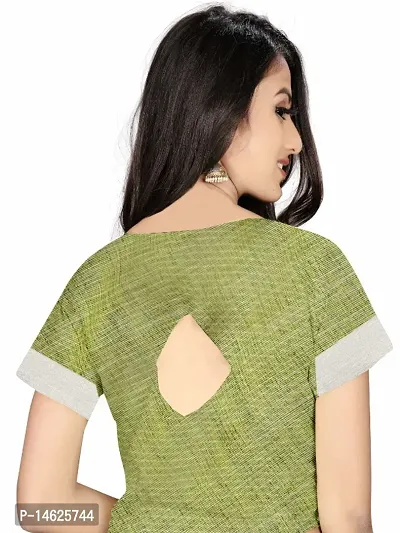 VASTRA-Factory Store presents this trendy plain linen saree with stripe design pallu-thumb4