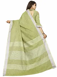 VASTRA-Factory Store presents this trendy plain linen saree with stripe design pallu-thumb2