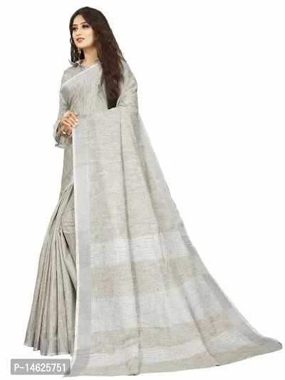 VASTRA-Factory Store presents this trendy plain linen saree with stripe design pallu-thumb2