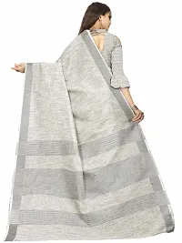 VASTRA-Factory Store presents this trendy plain linen saree with stripe design pallu-thumb2