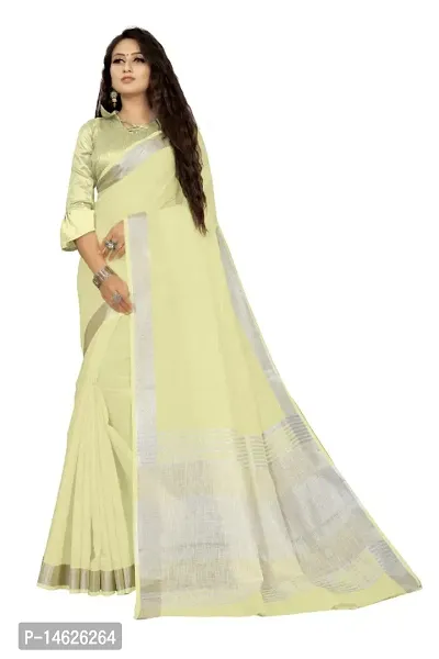 VASTRA-Factory Store presents this trendy plain linen saree with stripe design pallu