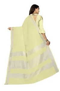 VASTRA-Factory Store presents this trendy plain linen saree with stripe design pallu-thumb2