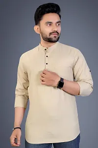 Classic Cotton Blend Solid Short Kurta for Men-thumb1