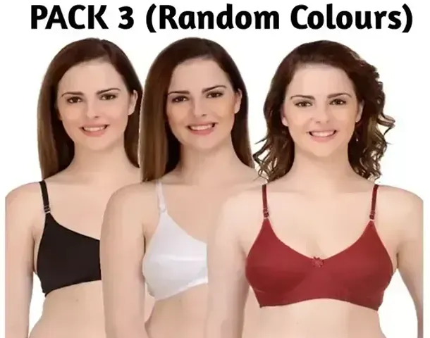 Solid Non Padded Basic Bra Pack Of 3