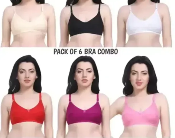 Buy Stylish Multicoloured Polyester Spandex Solid Bras For Women Pack Of 6  Online In India At Discounted Prices