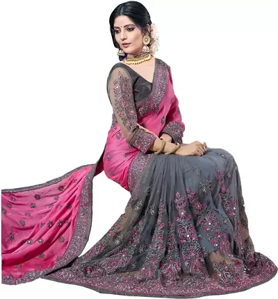 Stylish Georgette Saree With Blouse Piece For Women