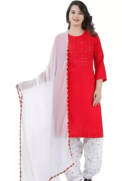 Rayon Kurti Bottom and Dupatta Set