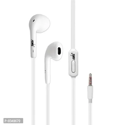 AMS In-Ear Wired Earphone with Mic, HD Rich Sound with High Bass, 3.5mm Jack Phone/Tablet Compatible (White)-thumb0
