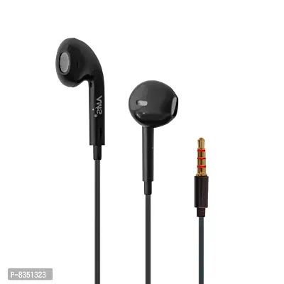 AMS In-Ear Wired Earphone with Mic, HD Sound with High Bass, 3.5mm Jack Phone/Tablet Compatible (Black)