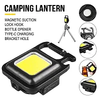 1000 Lumens LED COB Key Chain Flashlights Small Water Resistant USB Rechargeable Magnetic Work Light 3 Light Modes Portable Mini Light with Folding Bracket for Walking Camping Car Repairing Square-thumb2