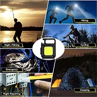 1000 Lumens LED COB Key Chain Flashlights Small Water Resistant USB Rechargeable Magnetic Work Light 3 Light Modes Portable Mini Light with Folding Bracket for Walking Camping Car Repairing Square-thumb4