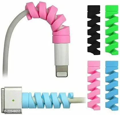 AMS Spiral Cable Protectors for Charger, Wires, Data Charger Cable Protector for Computers, Mobiles etc. Pack Of 1 (Multicolor, 4 Pcs))-thumb0