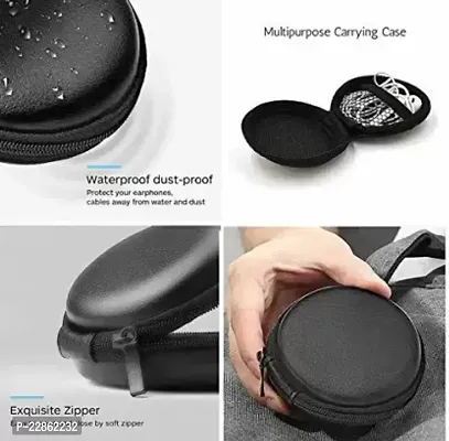 AMS Hands-Free Bluetooth Earbuds Headset with Round Earphone case/Mobile Accessories case, Earphone case Pouch Pack of 2, Black-thumb4