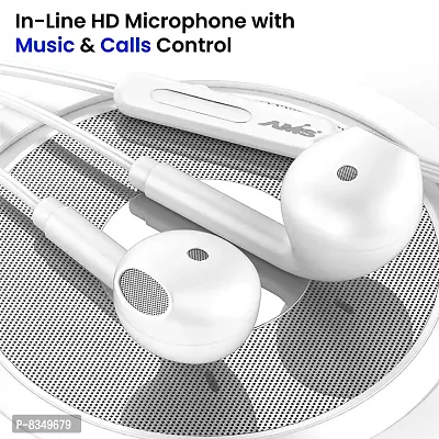 AMS In-Ear Wired Earphone with Mic, HD Rich Sound with High Bass, 3.5mm Jack Phone/Tablet Compatible (White)-thumb2
