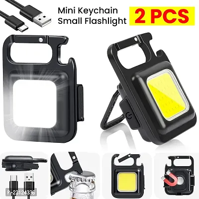 AMS Keychain COB Flashlight, Keychain Light 1000 Lumens, Emergency Light Battery Display for Camping Hiking Night Walking-thumb0