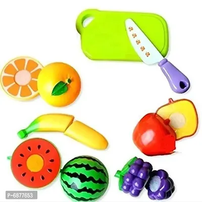 Realistic Sliceable Fruit Cutting Knife Plate Cutting-Board Play Toys for Baby Kids Set of 7 PCS-thumb0