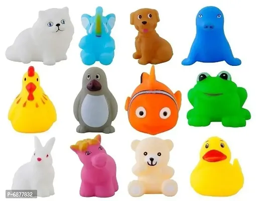 Plastic Baby Bath Chu Chu Colorful Animal Shape Toys For Kids Multicolor 12 PCS-thumb0
