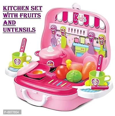 Portable Cooking Kitchen Play Set Pretend Play Food Party Role Toys for Baby Girls-thumb0