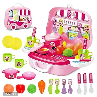 Portable Cooking Kitchen Play Set Pretend Play Food Party Role Toys for Baby Girls-thumb3
