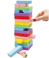 Kid Wooden Building Block Dominoes, Party Game, Tumbling Tower Game (54 Pieces)-thumb2