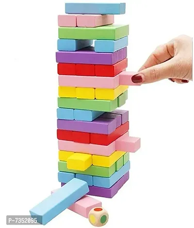 Kid Wooden Building Block Dominoes, Party Game, Tumbling Tower Game (54 Pieces)-thumb3