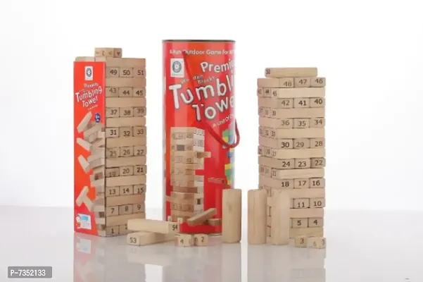 Big Size Gaming Jenga Tube Pack Hardwood Blocks Stacking Tower Game for Kids Ages 6 and Up, 1 or More Players