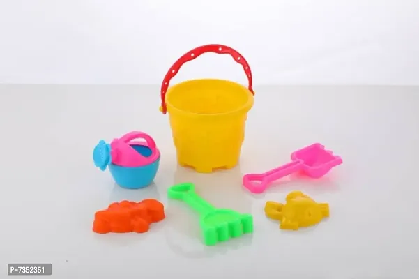 Beach Toys Set for Kids, Indian Made 6 Pcs Plastic Bucket, Animal, Mould , Beach Shovel Spade Tool Kit, Beach Art Learning Toys, Outdoor Kids Sand Toys for Kids ,Best Birthday Gift -Multicolor