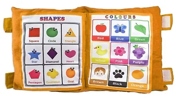Yellow Color Kids Educational Velvet Learning Baby Pillow Cushion Soft Book Toys for Up to 1 Year Kids Boys and Girls Gold-thumb1