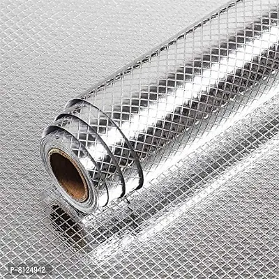 2m Aluminium Sticker Foil Oil Proof Waterproof Kitchen Wall, Drawer, Decor, Furniture, Wallpapers Foil (200 x 60 cm Size) - Silver Color-thumb0
