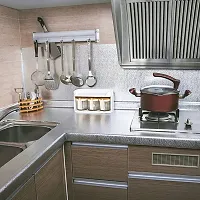 ilver Foil Kitchen Wallpaper, Anti-Mold and Heat Resistant Kitchen Backsplash Wallpaper (200 X 60 cm)-thumb1