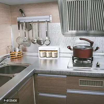 ilver Foil Kitchen Wallpaper, Anti-Mold and Heat Resistant Kitchen Backsplash Wallpaper (200 X 60 cm)-thumb2