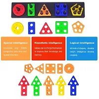 Intellectual Smart Activity Fun and Learning Geometrics - Shape Matching Five Column Blocks - Color Choose Stacking Block Game - Early Development Activity, Educational and Learning Toys-thumb3