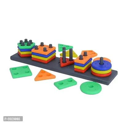 Plastic Geometric Puzzle Stacker Shape Sorter Stacking Set Kids Games Age 3+ Activity Toys Creative Buildings Bricks  Blocks Learning Gift Boys Girls