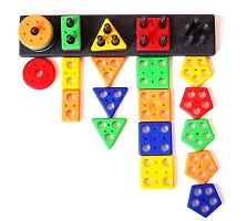 Plastic Creative Buildings Geometric Shape Bricks and Blocks Learning Puzzle Stacker Sorter Stacking Set Games for Age 3+ Boys Girls Activity Toys Maths-thumb1