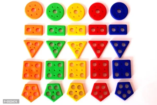 Plastic Geometric Puzzle Stacker Shape Sorter Stacking Set Kids Games Age 3+ Activity Toys Creative Buildings Bricks  Blocks Learning Gift Boys-thumb0